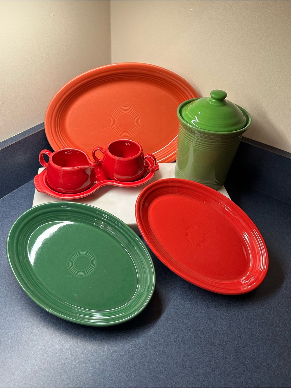 Fiestaware Fiesta 8 piece mixed lot serving platter canister sugar creamer set